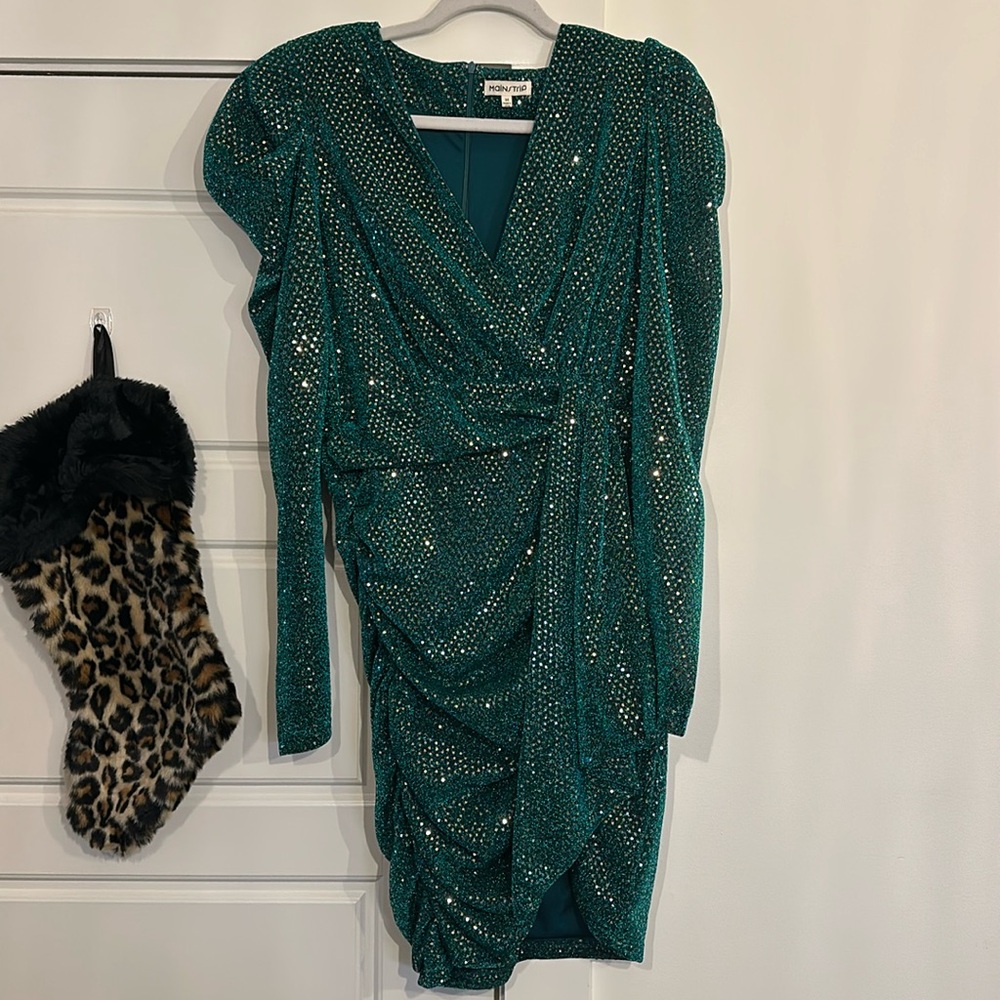 Green Sequin Holiday Dress